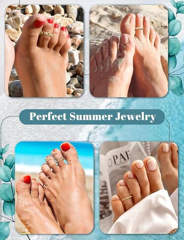 FIASASO 14K Gold Filled Toe Rings for Women Non Tarnish 14K Gold Filled Toe Ring Adjustable Band Opal Dainty Toe Ring Summer Beach Open Toe Rings Foot Jewelry in Saudi Arabia