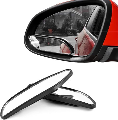 2PCS Blind Spot Car Mirror, Rectangular HD Glass Wide Angle Rearview Mirror with Adjustable Stick, Long Framed ABS Housing Convex Side Rear View Mirror for Car SUV Truck in Saudi Arabia