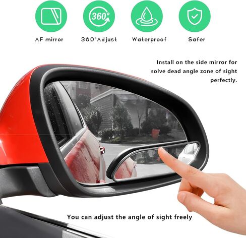 2PCS Blind Spot Car Mirror, Rectangular HD Glass Wide Angle Rearview Mirror with Adjustable Stick, Long Framed ABS Housing Convex Side Rear View Mirror for Car SUV Truck in Saudi Arabia