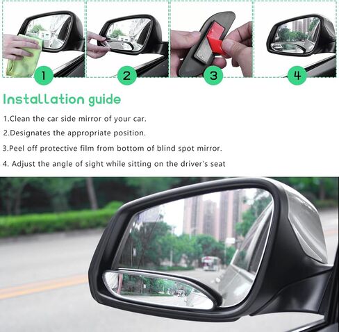 2PCS Blind Spot Car Mirror, Rectangular HD Glass Wide Angle Rearview Mirror with Adjustable Stick, Long Framed ABS Housing Convex Side Rear View Mirror for Car SUV Truck in Saudi Arabia