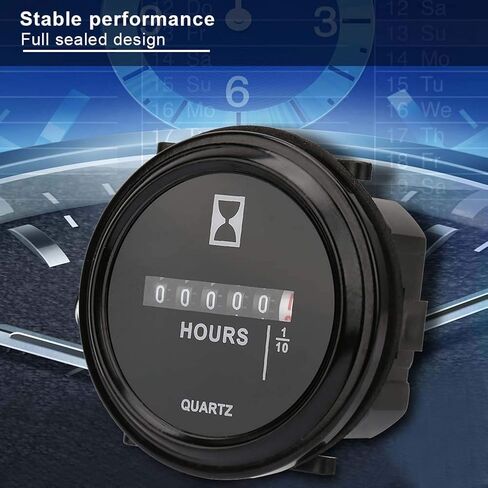 EVTSCAN Latest Quartz Hour Meter 6-80V AC/DC, 99999.9 Hours Meter for Engine Generator, Industrial Timing Tool for Construction and Agricultural Machinery in Saudi Arabia