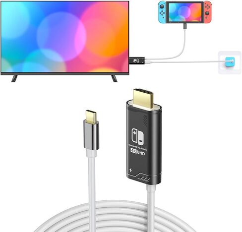 USB C to HDMI Dock Cable with PD100W Charging Port, Portable Switch to TV Connector Adapter for Nintendo Switch NS/OLED Screen Mirroring, 4K@30Hz, 1.2m, Pink in Kuwait