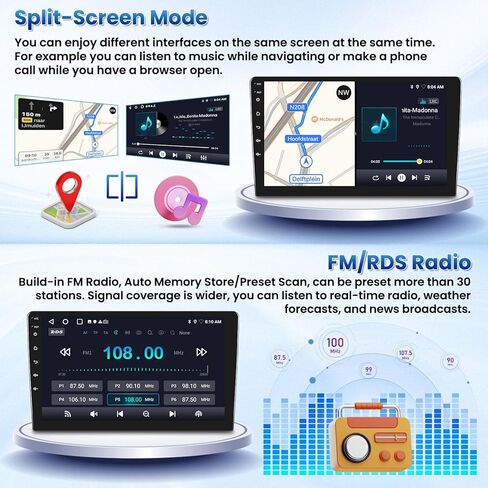 Android 13 Car Stereo for Hyundai Elantra 2007-2010 with Wireless Carplay Android Auto, 2+64GB 9'' Touch Screen Car Radio GPS WiFi Bluetooth SWC MIC Backup Camera Mirror Link FM in Saudi Arabia