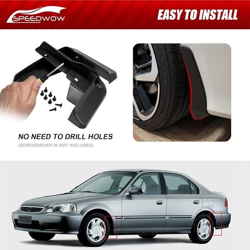 SPEEDWOW Mud Flaps,Fit for 2016-2019 Honda Civic(Not fit Side Skirts),Front and Rear 4Piece/Set（No Drilling Required） in Saudi Arabia