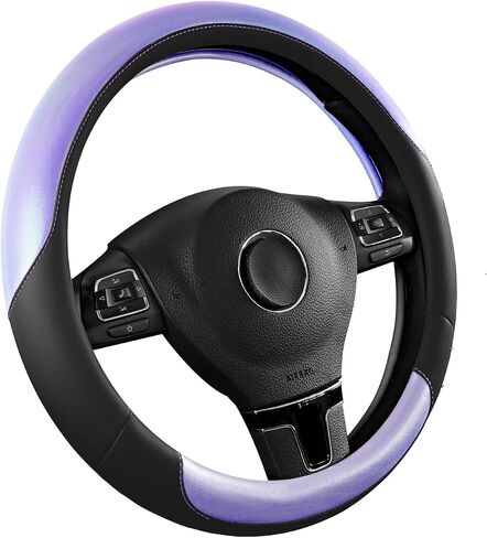 Road Comforts Steering Wheel Cover – Breathable Leather Steering Wheel Cover, Anti-Slip Grip, Universal Fit 14.5" to 15", Heat & Cold Resistant for Cars, SUVs, and Trucks – Black & Pink in Kuwait