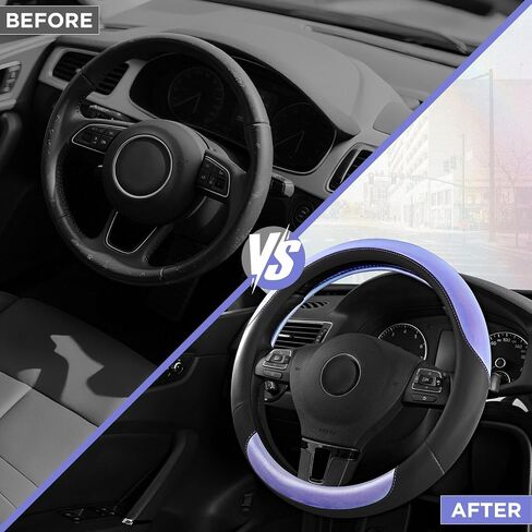 Road Comforts Steering Wheel Cover – Breathable Leather Steering Wheel Cover, Anti-Slip Grip, Universal Fit 14.5" to 15", Heat & Cold Resistant for Cars, SUVs, and Trucks – Black & Pink in Kuwait