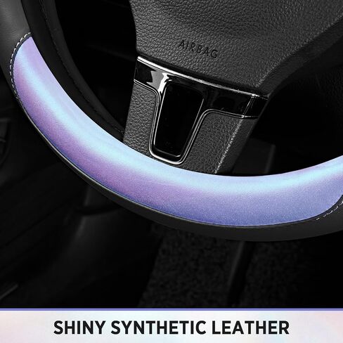 Road Comforts Steering Wheel Cover – Breathable Leather Steering Wheel Cover, Anti-Slip Grip, Universal Fit 14.5" to 15", Heat & Cold Resistant for Cars, SUVs, and Trucks – Black & Pink in Kuwait
