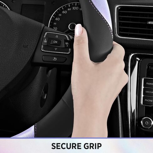 Road Comforts Steering Wheel Cover – Breathable Leather Steering Wheel Cover, Anti-Slip Grip, Universal Fit 14.5" to 15", Heat & Cold Resistant for Cars, SUVs, and Trucks – Black & Pink in Kuwait