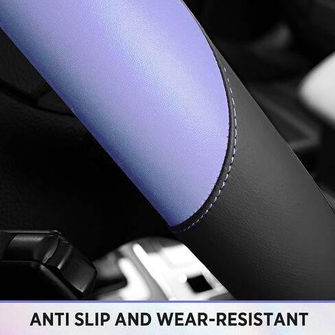 Road Comforts Steering Wheel Cover – Breathable Leather Steering Wheel Cover, Anti-Slip Grip, Universal Fit 14.5" to 15", Heat & Cold Resistant for Cars, SUVs, and Trucks – Black & Pink in Kuwait