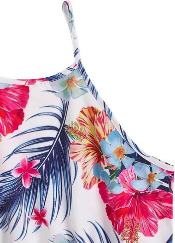 OYOANGLE Girl's Casual Boho Floral Print Sleeveless A-Line Swing Cami Hawaiian Dress Sundress Yellow Floral 11-12Y in Saudi Arabia