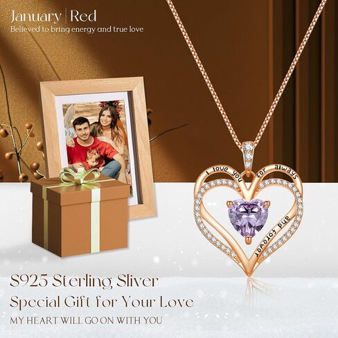 Rose Gold Heart Necklaces for Women,S925 Sterling Silver Jewelry for Women, Mom Birthday Valentines Mothers Day Gifts, Girlfriend Necklaces, Daughter Heart Jewelry, Anniversary for Her (Rose Gold-06-Jun) in Saudi Arabia