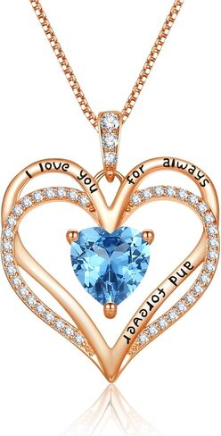 Rose Gold Heart Necklaces for Women,S925 Sterling Silver Jewelry for Women, Mom Birthday Valentines Mothers Day Gifts, Girlfriend Necklaces, Daughter Heart Jewelry, Anniversary for Her (Rose Gold-01/07-Jan/July) in Saudi Arabia