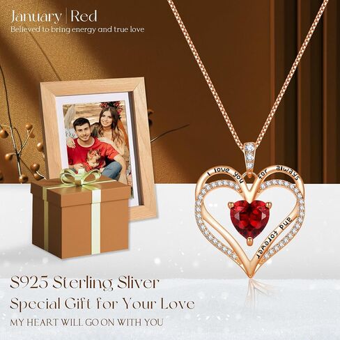 Rose Gold Heart Necklaces for Women,S925 Sterling Silver Jewelry for Women, Mom Birthday Valentines Mothers Day Gifts, Girlfriend Necklaces, Daughter Heart Jewelry, Anniversary for Her (Rose Gold-01/07-Jan/July) in Saudi Arabia