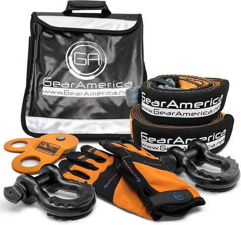 تشمل مجموعة ReageRamerica Off Road Recovery ، 9 طن ، حزام السحب ، مدخرات الأشجار ، بكرة كتلة الخطف ، قيود الدائرية D ، حقيبة رطبة خط Winch ، قفازات - معدات استرداد الطرق ، 4x4 ، أسود in Kuwait