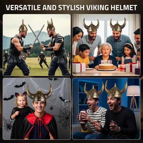 Farochy Viking Helmet with Horns for Adult, Medieval Viking Costume Viking Accessories Plastic Viking Hat Halloween Cosplay in Saudi Arabia