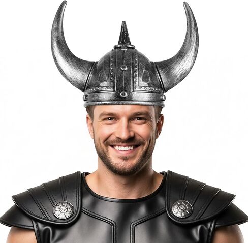 Farochy Viking Helmet with Horns for Adult, Medieval Viking Costume Viking Accessories Plastic Viking Hat Halloween Cosplay in Kuwait