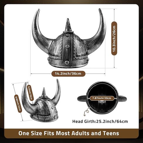 Farochy Viking Helmet with Horns for Adult, Medieval Viking Costume Viking Accessories Plastic Viking Hat Halloween Cosplay in Kuwait