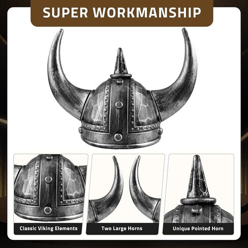 Farochy Viking Helmet with Horns for Adult, Medieval Viking Costume Viking Accessories Plastic Viking Hat Halloween Cosplay in Kuwait