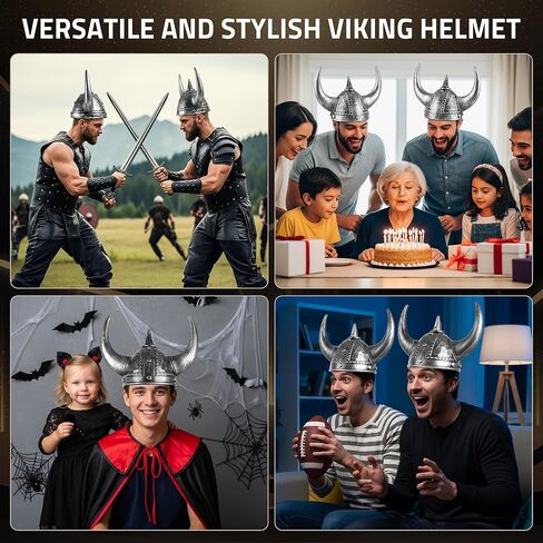 Farochy Viking Helmet with Horns for Adult, Medieval Viking Costume Viking Accessories Plastic Viking Hat Halloween Cosplay in Kuwait