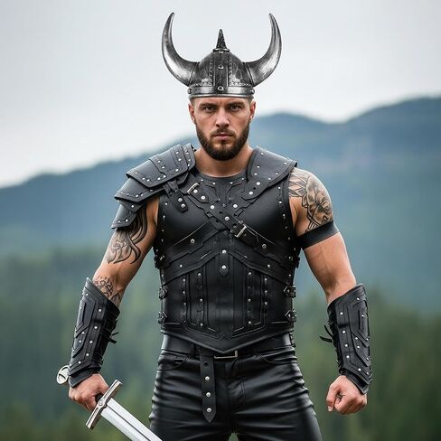 Farochy Viking Helmet with Horns for Adult, Medieval Viking Costume Viking Accessories Plastic Viking Hat Halloween Cosplay in Kuwait