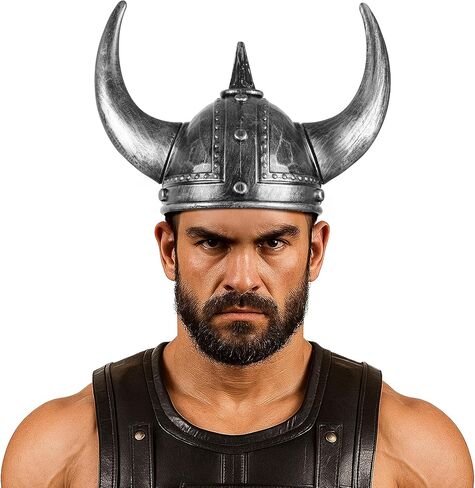 Farochy Viking Helmet with Horns for Adult, Medieval Viking Costume Viking Accessories Plastic Viking Hat Halloween Cosplay in Kuwait