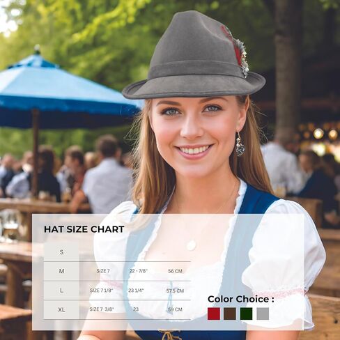 Essence of Europe Gifts OktoberfestHaus | German Hunter Hat Faux Leather Fedora with Metal Edelweiss Pin & Feather, German Oktoberfest Hats for Men & Women, 100% Polyester | Brown in Saudi Arabia