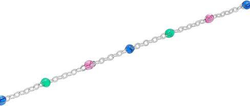 Timeless Love Enamel Bead Bracelet Set in Sterling Silver with 18K Gold Plating or Sterling Silver, Bracelet with 7.5" Anchor Chain, Lobster Lock Clasp, Luxury Fashion Dainty Jewelry for Women in Kuwait