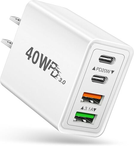 2Pack 5-Port USB C Charger Block, 50W Fast Charging Blocks 3 USB-A+2 USB-C Wall Plug Power Adapter Outlet Multiport Type C Box Cube Brick for iPhone 16 iPad, Tablets Samsung S23, Pixel 7 in Kuwait