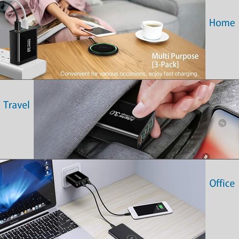 2Pack 5-Port USB C Charger Block, 50W Fast Charging Blocks 3 USB-A+2 USB-C Wall Plug Power Adapter Outlet Multiport Type C Box Cube Brick for iPhone 16 iPad, Tablets Samsung S23, Pixel 7 in Kuwait