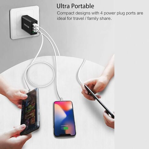 2Pack 5-Port USB C Charger Block, 50W Fast Charging Blocks 3 USB-A+2 USB-C Wall Plug Power Adapter Outlet Multiport Type C Box Cube Brick for iPhone 16 iPad, Tablets Samsung S23, Pixel 7 in Kuwait