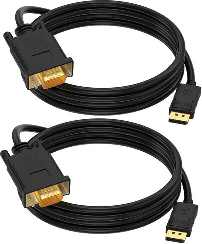 (in) DisplayPort to (Out) VGA Adapter DP to VGA Cable Male to Male Gold-Plated for Computer, Laptop, Monitor, TV, Projector (NOT Bidirectional) (6 Feet) in Kuwait