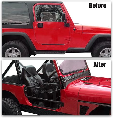 الأبواب الأنبوبية Ecotric متوافقة مع 1987-2006 Jeep Wrangler YJ TJ الأبواب الأنبوب الأبواب الأنبوب الأنبوب الفولاذ اليسار واليمين نمط على الطرق الوعرة البسيطة in Saudi Arabia