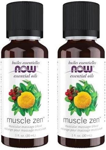 الزيوت العطرية من NOW Foods، مزيج الزيوت العطرية Muscle Zen™ للتدليك الرياضي، مقطر بالبخار، 1 أونصة in Saudi Arabia