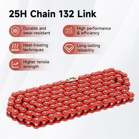 25H Chain 132 Link with Chain Tensioner Breaker Kit Compatible with Razor MX650 MX500 RSF650 SX500 Mcgrath Electric Dirt Bike MY1020 Motor Mini Pit Bike Rocket Scooter Motocross Moped Parts Red in Saudi Arabia