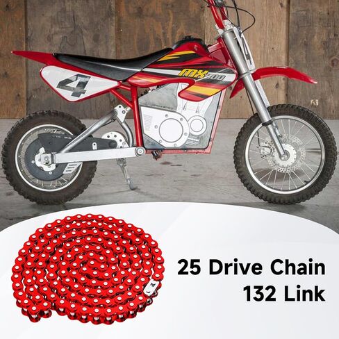 25H Chain 132 Link with Chain Tensioner Breaker Kit Compatible with Razor MX650 MX500 RSF650 SX500 Mcgrath Electric Dirt Bike MY1020 Motor Mini Pit Bike Rocket Scooter Motocross Moped Parts Red in Saudi Arabia