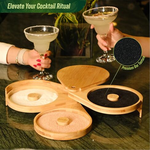 Margarita Salt Rimmer Set | Bartender Accessories for Home Bar | Complete 3-Tier Bamboo Margarita Kit with Salt Rimmer (Bamboo Salt Rimmer Set) in Saudi Arabia