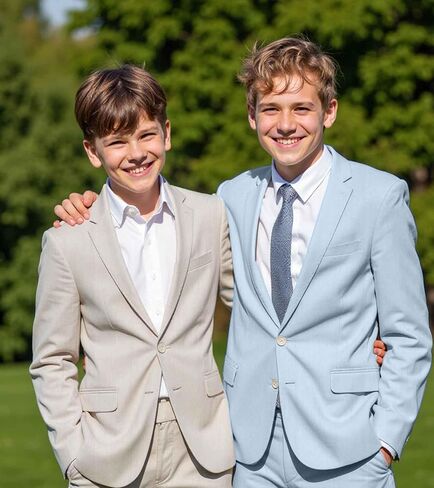 Boys Linen Suit Casual Summer 3 Piece Slim Fit Suit Breathable Kids Teen boy Jacket Vest Pant in Saudi Arabia