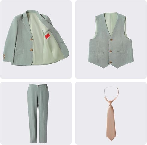 Boys Linen Suit Casual Summer 3 Piece Slim Fit Suit Breathable Kids Teen boy Jacket Vest Pant in Saudi Arabia