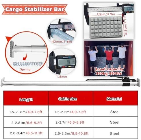بار الشحن المتساقط ، وسرير الشاحنة الشاحنة الشاحنة-منصات غير قابلة للانزلاق ، 1 2 pcs قابلة للتعديل 44 '' 74 '' 84 ' in Kuwait