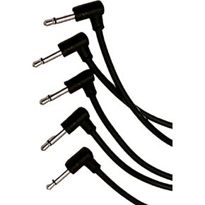 كابلات Luigis Modular M-PAR ذات الزاوية اليمنى Eurorack - حزمة من 5 كابلات سوداء، 6 بوصات (15 سم) in Kuwait