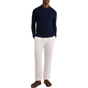 Men's Cotton Textured Knit Long Sleeve Polo in Kuwait