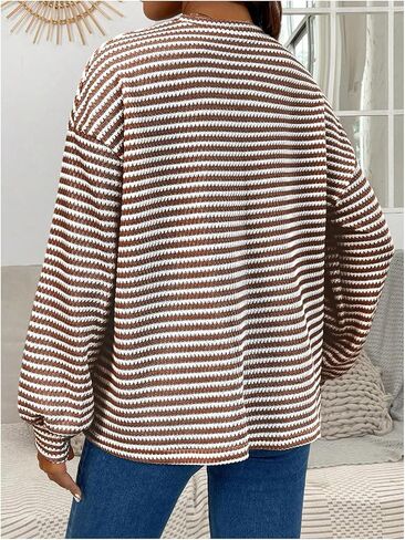 Women's Maternity Striped T Shirts Long Sleeve Crew Neck Drop Shoulder Fall Tops Maternity Clothes in Kuwait