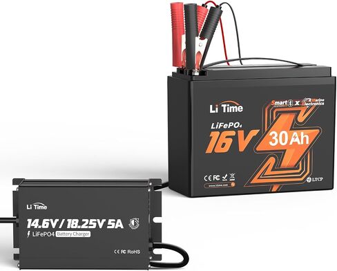 Litime 12V 16V 5A شاحن بطارية ليثيوم قابل للتركيب ، IP65 مقاوم للماء ، 14.6V و 18.25V LIFEPO4 شاحن ذكي مع جهد قابل للتعديل ، مؤشر LED ، شحن ذكي من 3 مراحل وتفعيل BMS in Saudi Arabia