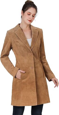 BGSD Women Mary Suede Leate Longe Walking Coat (متوفر أيضًا بحجم زائد و Petite) in Kuwait