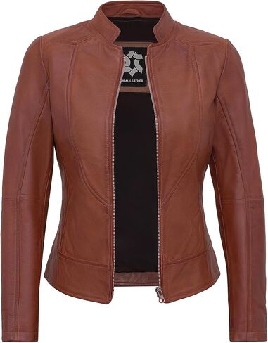 Womens Leather Jackets - Real Lambskin Stylish Motorcycle Leather Coat Women in Saudi Arabia