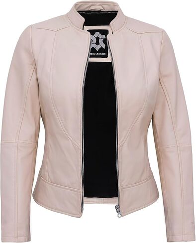 Womens Leather Jackets - Real Lambskin Stylish Motorcycle Leather Coat Women in Kuwait