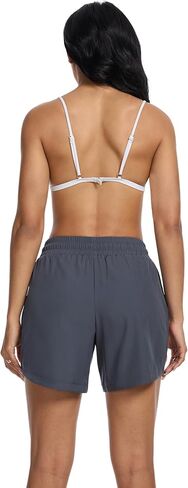 SILKWORLD Women's 5'' Swim Board Shorts 2 in 1 High Waisted Quick Dry Summer Swimming Swimsuit Bottoms with Zipper Pocket in Saudi Arabia