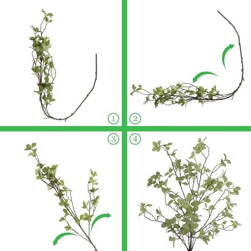 2 PCS تنبع المساحات الخضراء الاصطناعية ، 41.3 '' الطول المزيف النباتات فروع فو فو الخضراء ficus twig leaf for Home Garden Shop Office Decoration in Kuwait