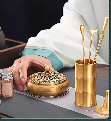 31 Pcs Powder Incense Burner Set, Brass Incense Making Kit, Chinese Incense Burner Powder Set Includes Holder/Stick/Cone/Coil/Ash Catcher Tray, Gift for Yoga and Meditation (31) in Saudi Arabia