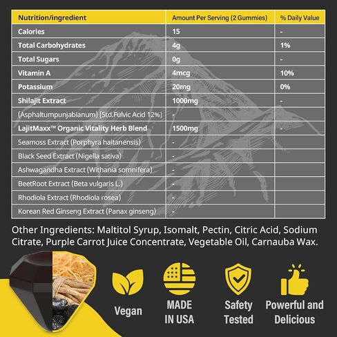 Shilajit Gummies| Shilajit for Men – Diamond-Shaped, Shilajit Pure Himalayan Organic |High Potency|85+ Trace Minerals & Fulvic Acid| Shilajit Supplement | 60 Gummies in Saudi Arabia